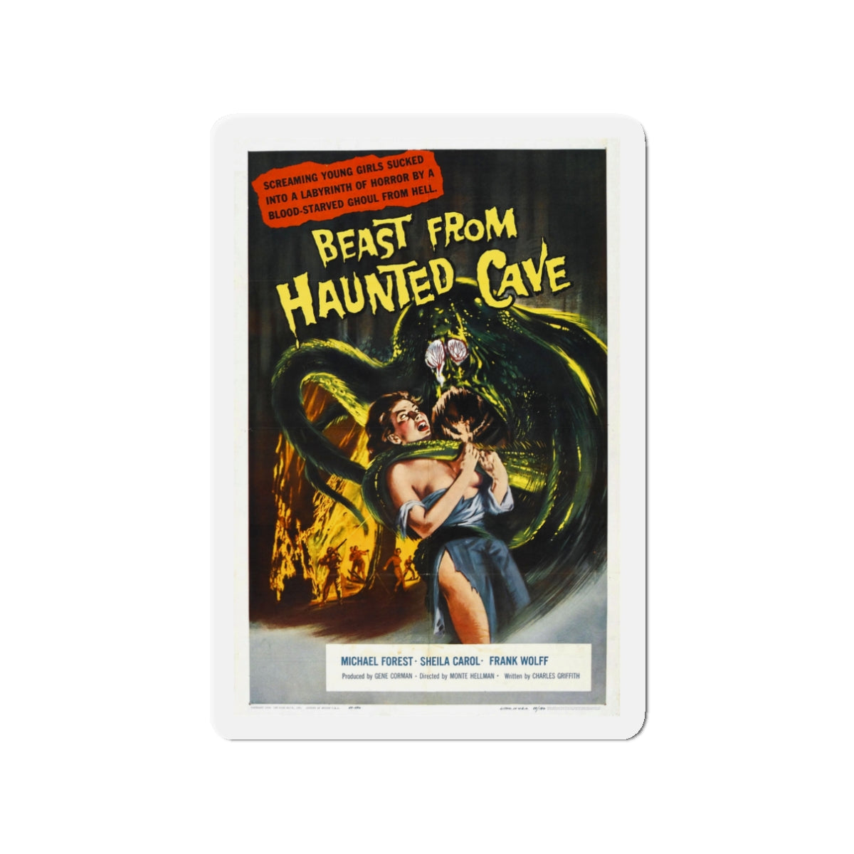 BEAST FROM HAUNTED CAVE 1959 Movie Poster - Die-Cut Magnet-3" x 3"-The Sticker Space