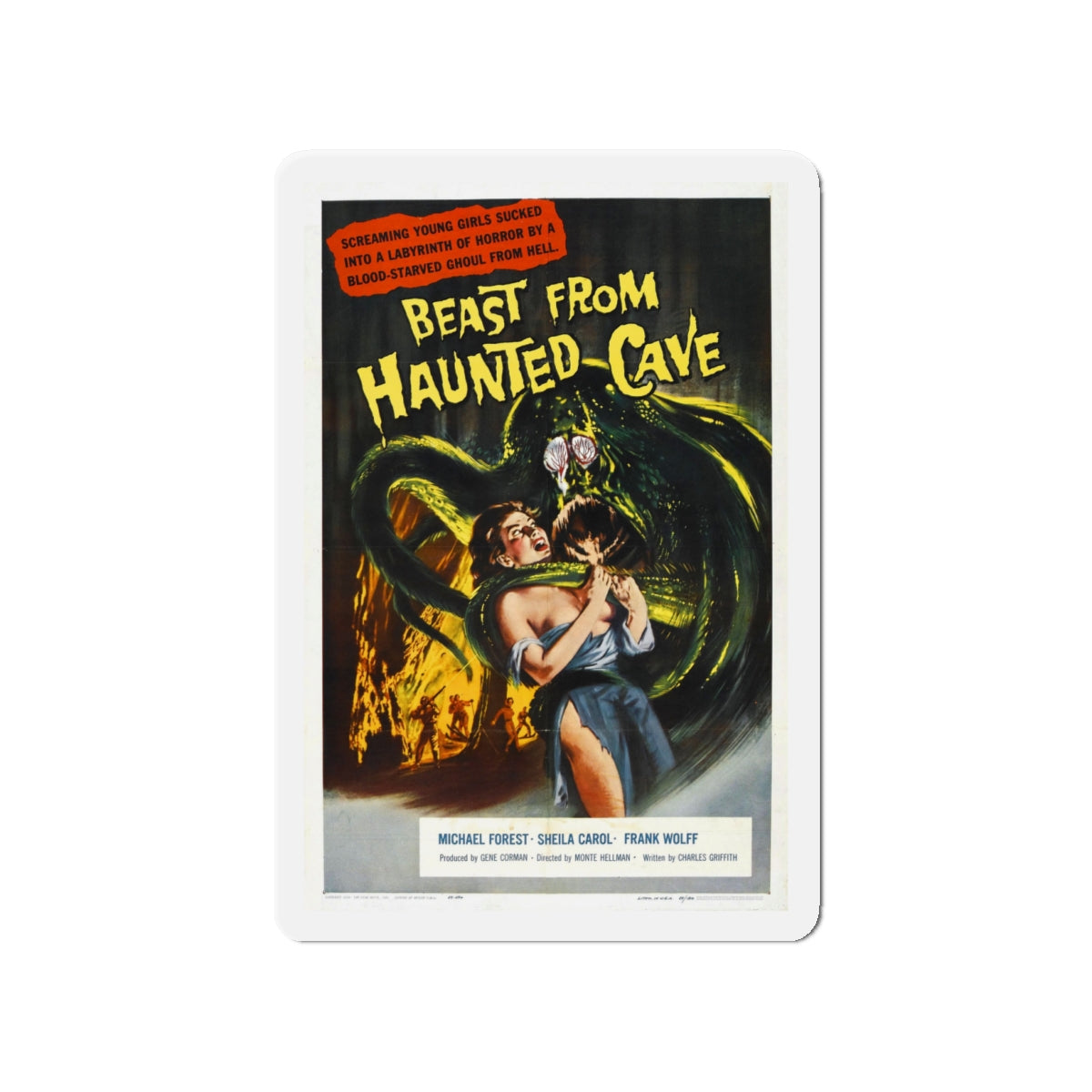 BEAST FROM HAUNTED CAVE 1959 Movie Poster - Die-Cut Magnet-4" x 4"-The Sticker Space