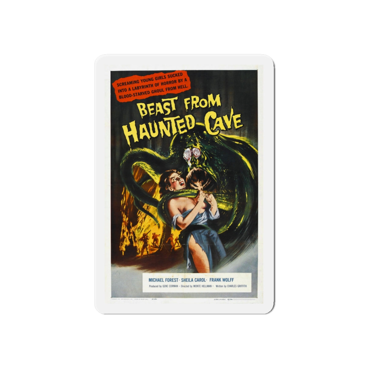 BEAST FROM HAUNTED CAVE 1959 Movie Poster - Die-Cut Magnet-6 × 6"-The Sticker Space