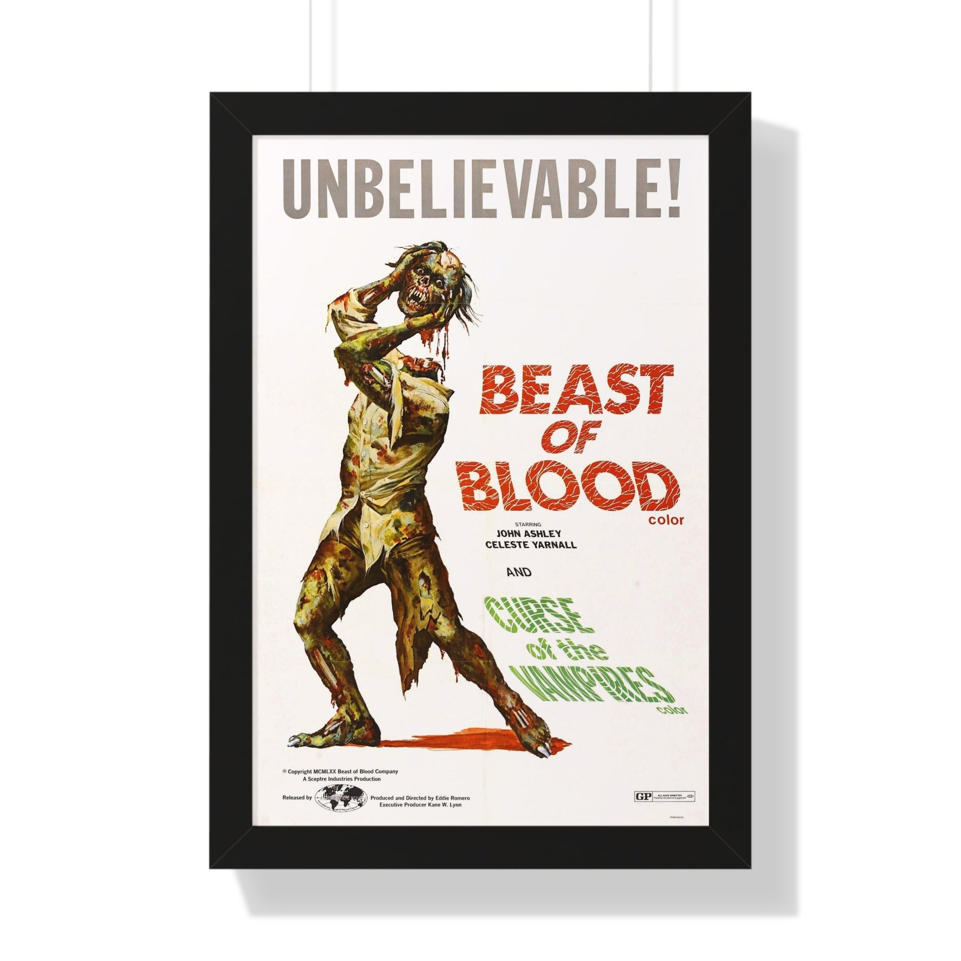 BEAST OF BLOOD & CURSE OF THE VAMPIRES 1970 - Framed Movie Poster-16″ x 24″-The Sticker Space