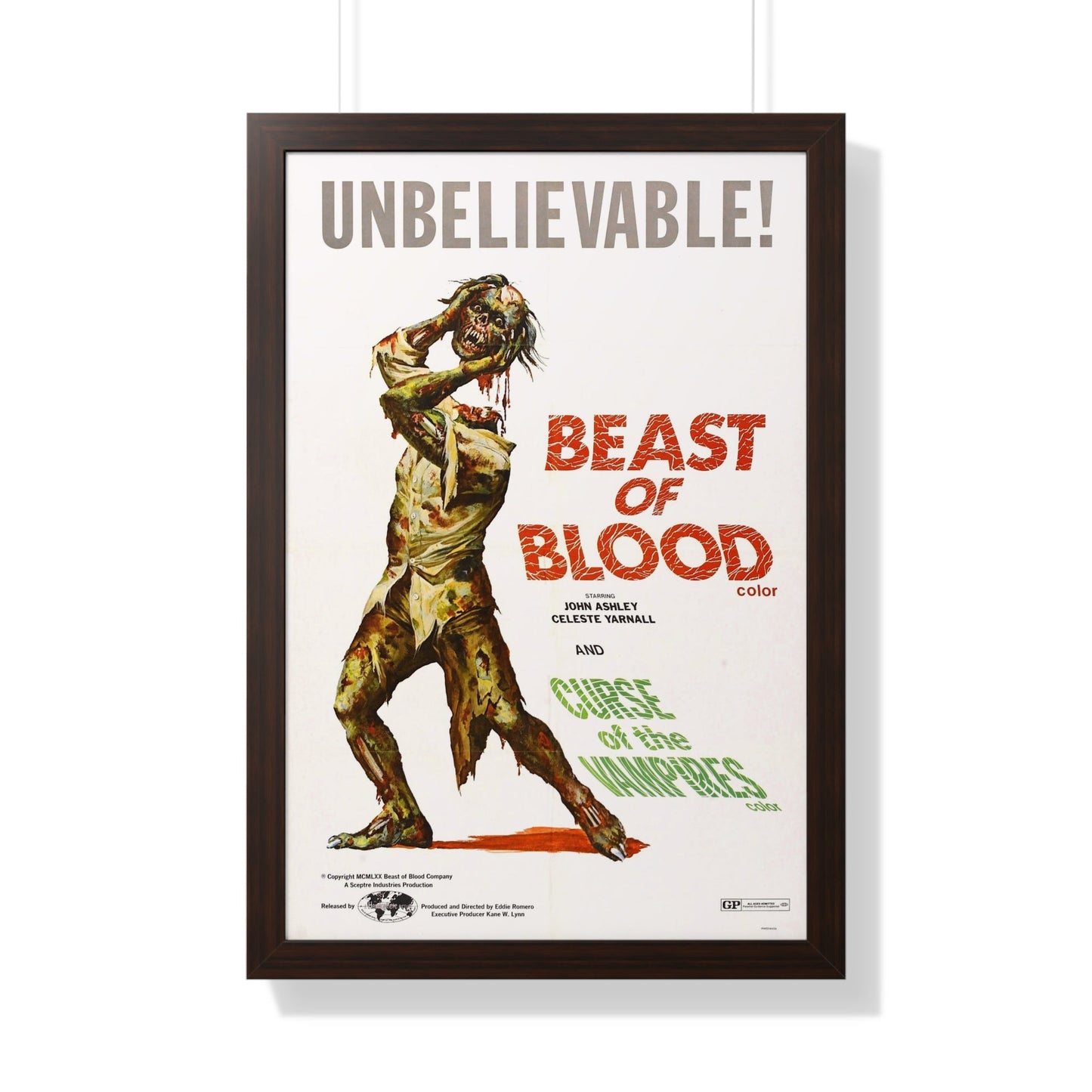 BEAST OF BLOOD & CURSE OF THE VAMPIRES 1970 - Framed Movie Poster-20" x 30"-The Sticker Space