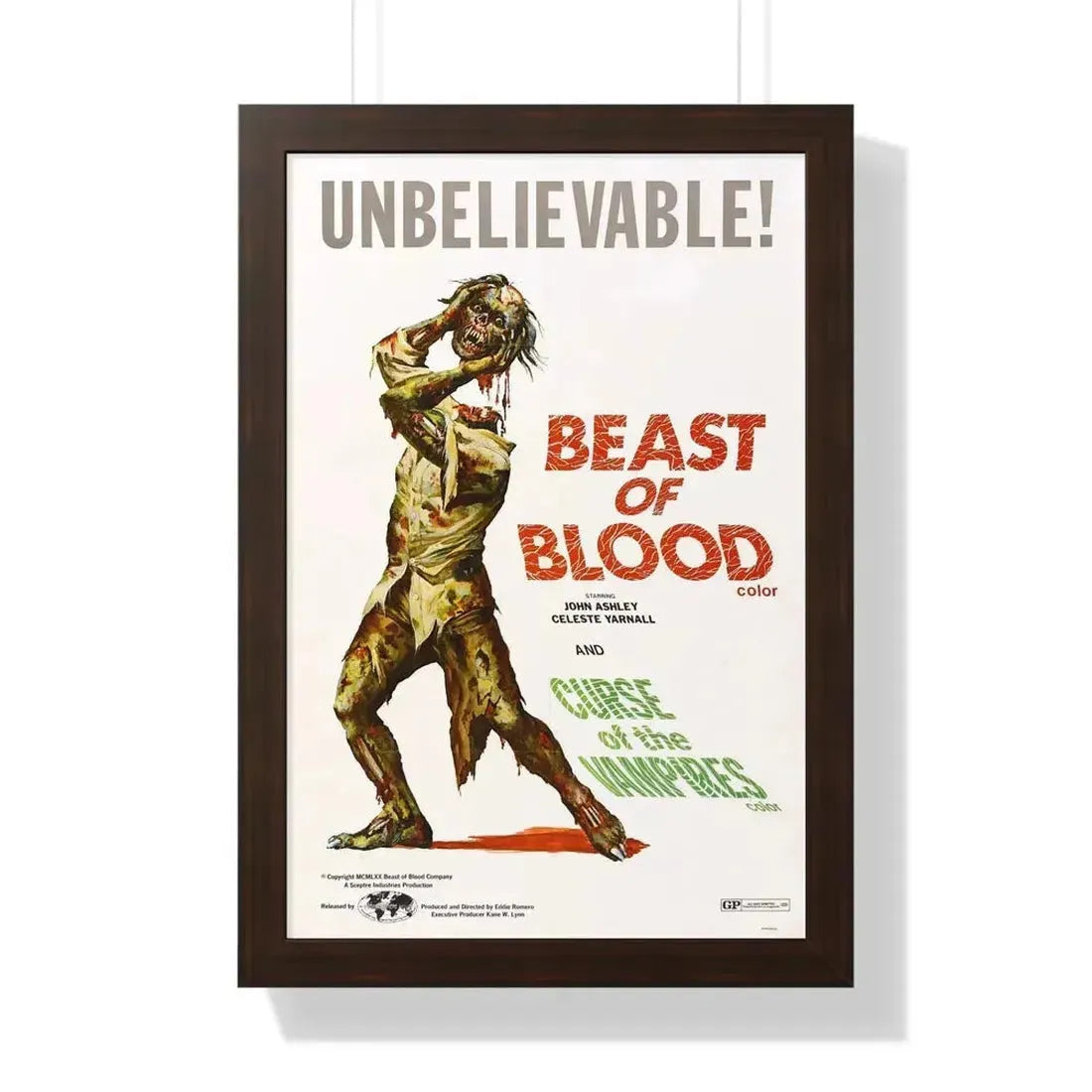 BEAST OF BLOOD & CURSE OF THE VAMPIRES 1970 - Framed Movie Poster - The Sticker Space