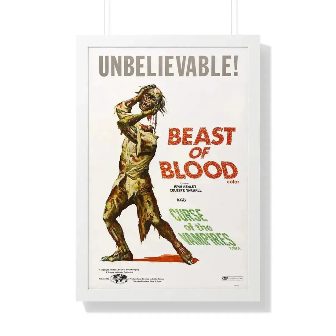 BEAST OF BLOOD & CURSE OF THE VAMPIRES 1970 - Framed Movie Poster - The Sticker Space