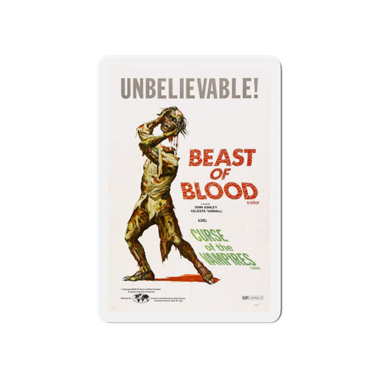 BEAST OF BLOOD & CURSE OF THE VAMPIRES 1970 Movie Poster - Die-Cut Magnet-6 × 6"-The Sticker Space