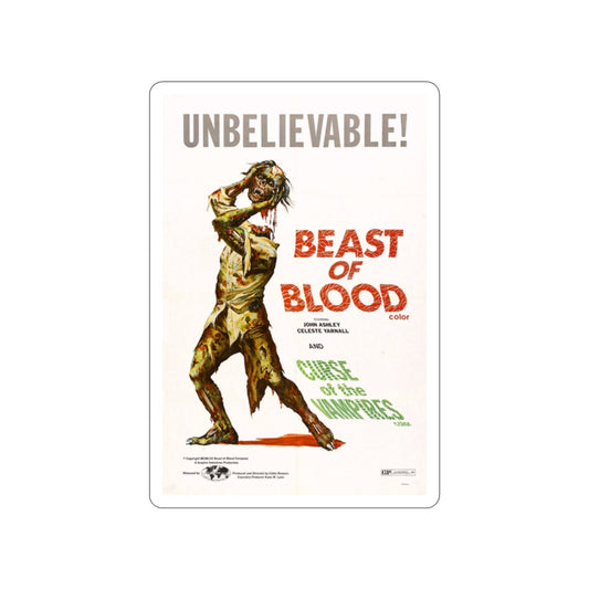 BEAST OF BLOOD & CURSE OF THE VAMPIRES 1970 Movie Poster STICKER Vinyl Die-Cut Decal-2 Inch-The Sticker Space