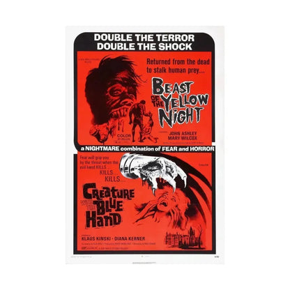 BEAST OF THE YELLOW NIGHT & CREATURE WITH THE BLUE HAND 1971 - Paper Movie Poster - The Sticker Space