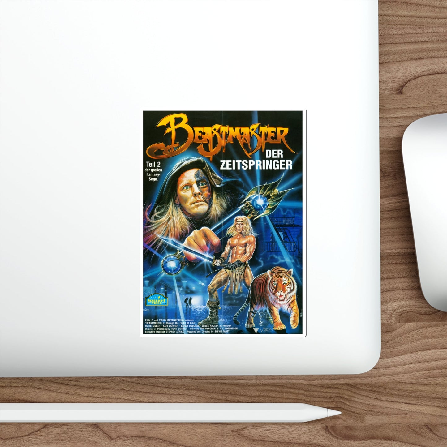 BEASTMASTER 2 (GERMAN) 1991 Movie Poster STICKER Vinyl Die-Cut Decal-The Sticker Space