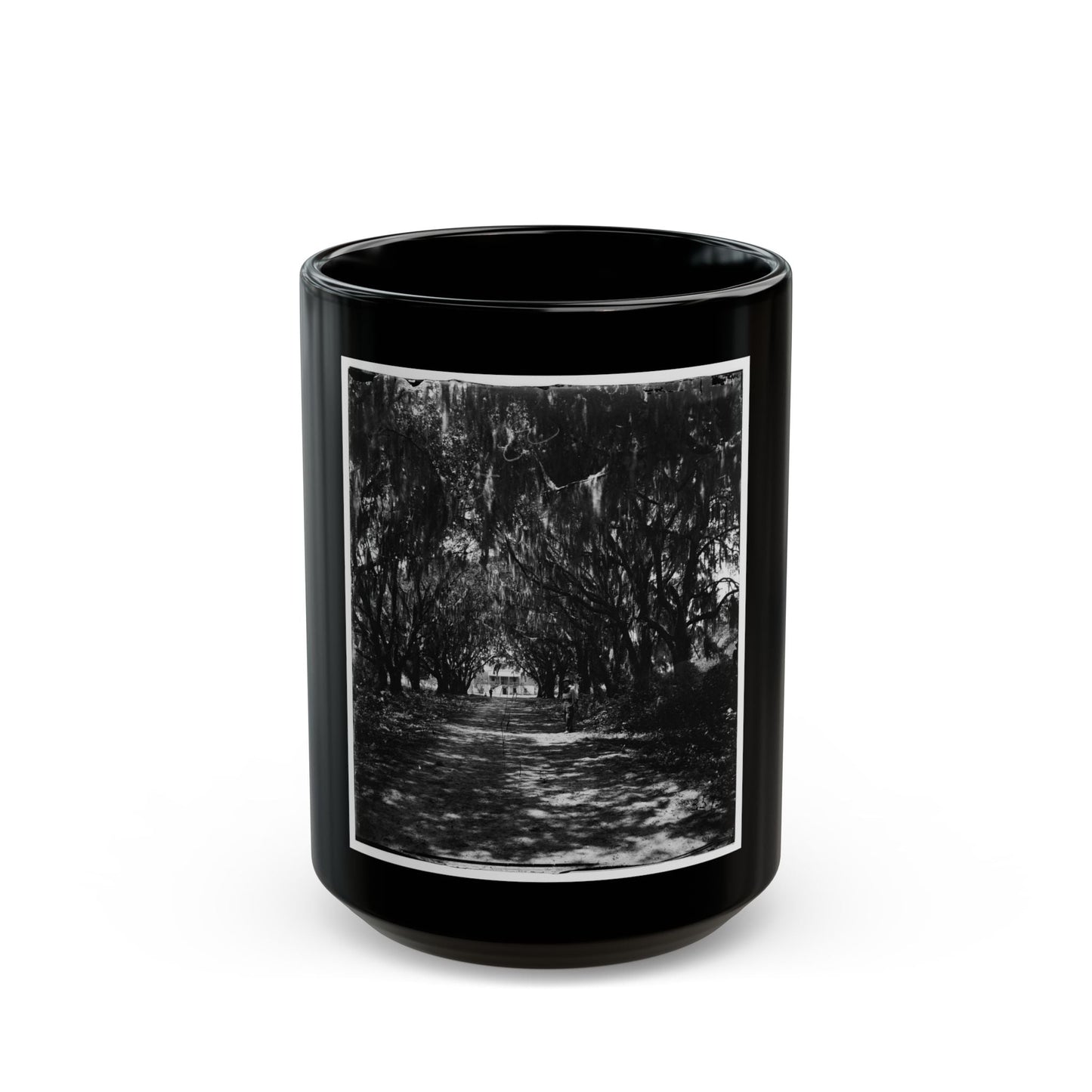 Beaufort, Port Royal Island, South Carolina. Live Oak Avenue Robert B. Rhett's Plantation (U.S. Civil War) Black Coffee Mug