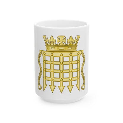 Beaufort Portcullis Badge of the Tudors - White Coffee Mug-15oz-The Sticker Space