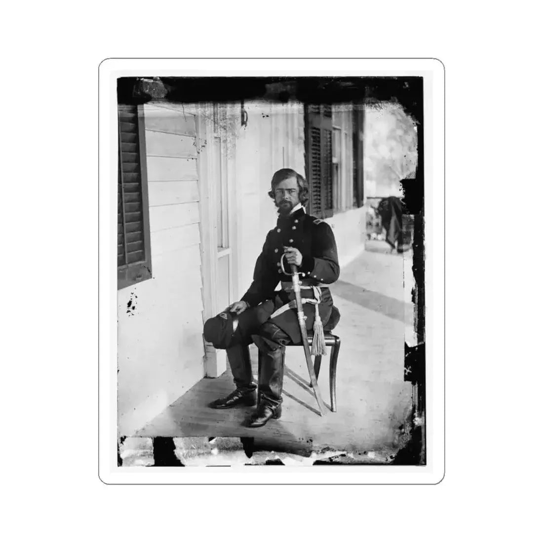 Beaufort, S.C. Gen. Isaac I. Stevens on Same Porch (U.S. Civil War) STICKER Vinyl Kiss-Cut Decal 3 Inch White - The Sticker Space