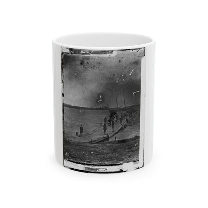 Beaufort, South Carolina. Erecting Pontoon Bridge Across Port Royal River (U.S. Civil War) White Coffee Mug