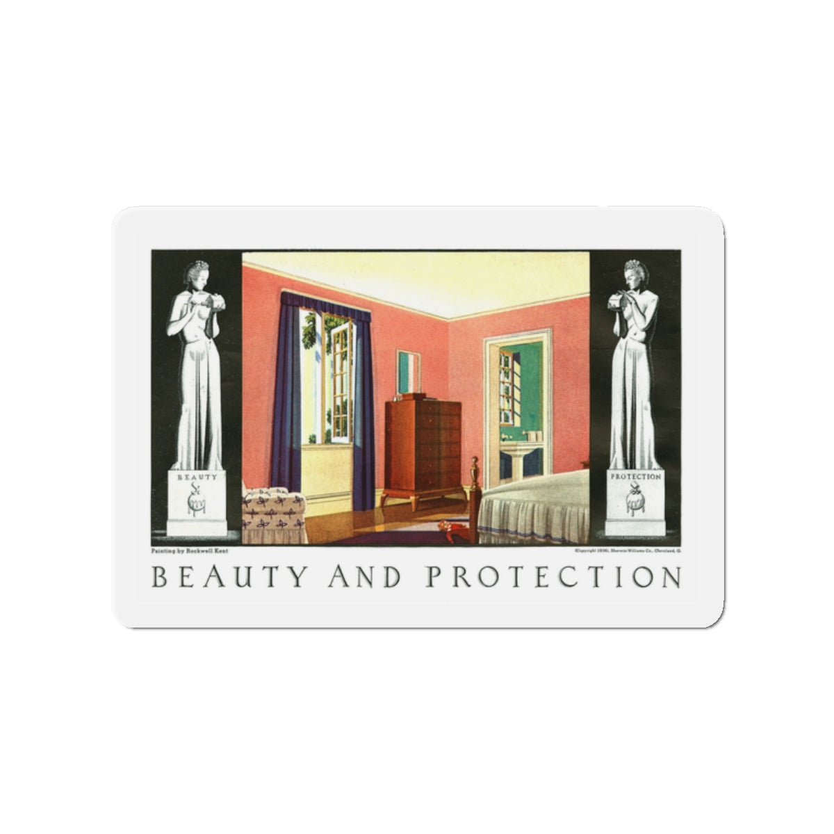 Beauty and Protection (1), 1936 (Magazine Illustration) Refrigerator Magnet-2" x 2"-The Sticker Space