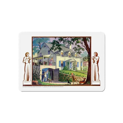 Beauty and Protection (4), 1937 (Magazine Illustration) Refrigerator Magnet 3 Inch Die-Cut - The Sticker Space