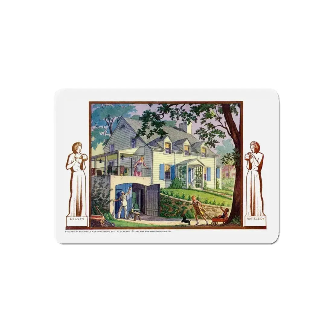 Beauty and Protection (4), 1937 (Magazine Illustration) Refrigerator Magnet 5 Inch Die-Cut - The Sticker Space