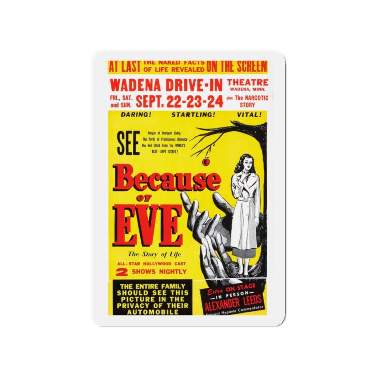 BECAUSE OF EVE 1948 Movie Poster - Die-Cut Magnet-2" x 2"-The Sticker Space