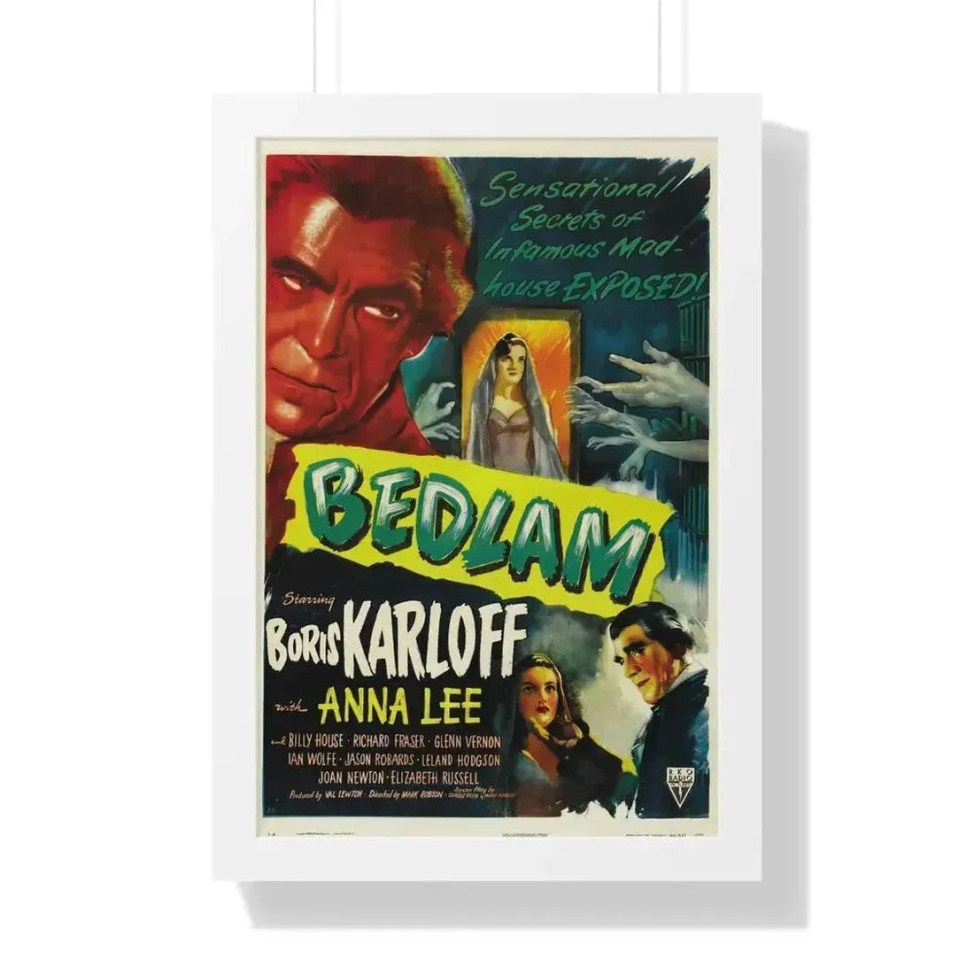 BEDLAM 1946 - Framed Movie Poster 16″ x 24″ White - The Sticker Space