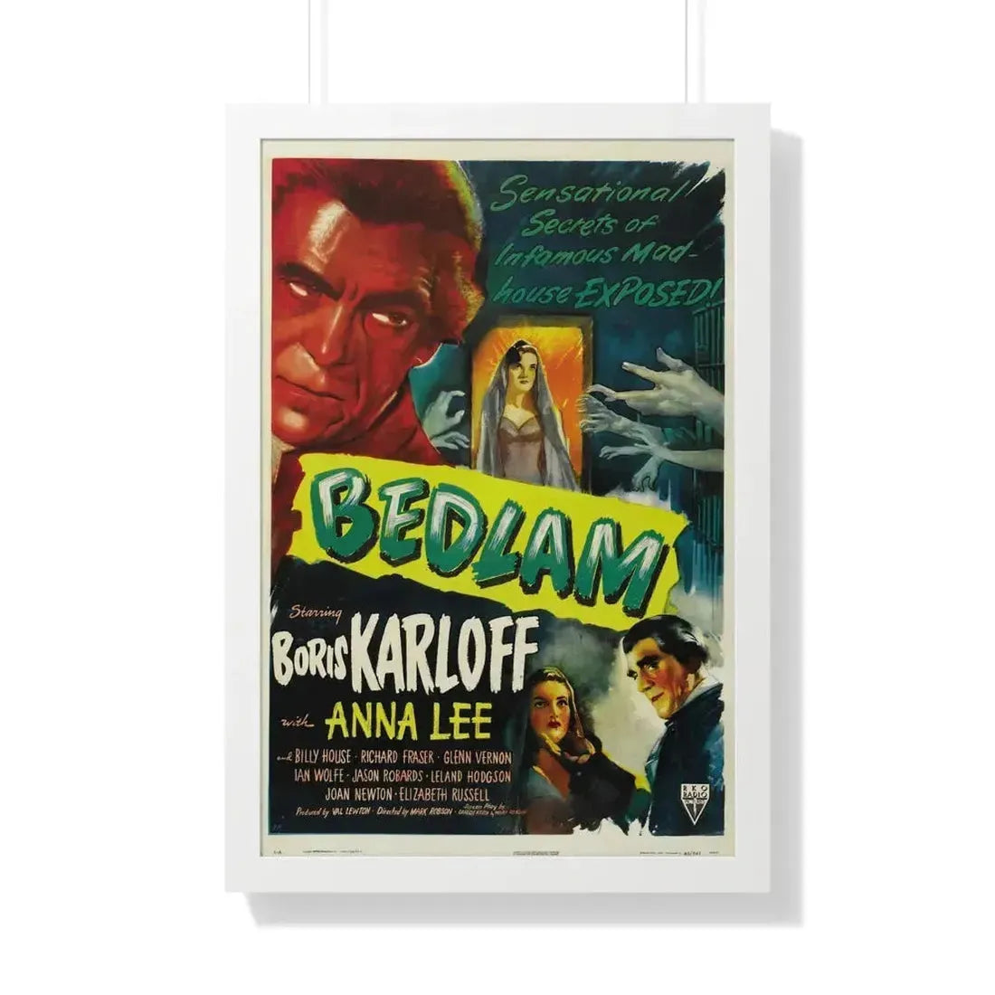BEDLAM 1946 - Framed Movie Poster 20" x 30" White - The Sticker Space