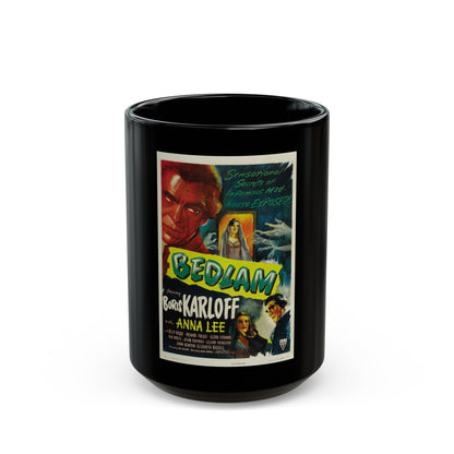 BEDLAM 1946 Movie Poster - Black Coffee Mug-15oz-The Sticker Space