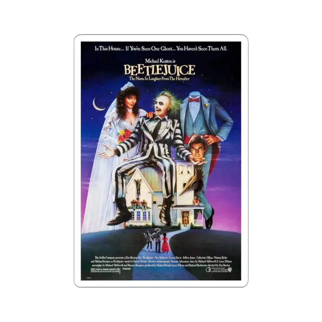 Beetlejuice 1988 Movie Poster - STICKER Vinyl Kiss-Cut Decal 3 Inch White - The Sticker Space