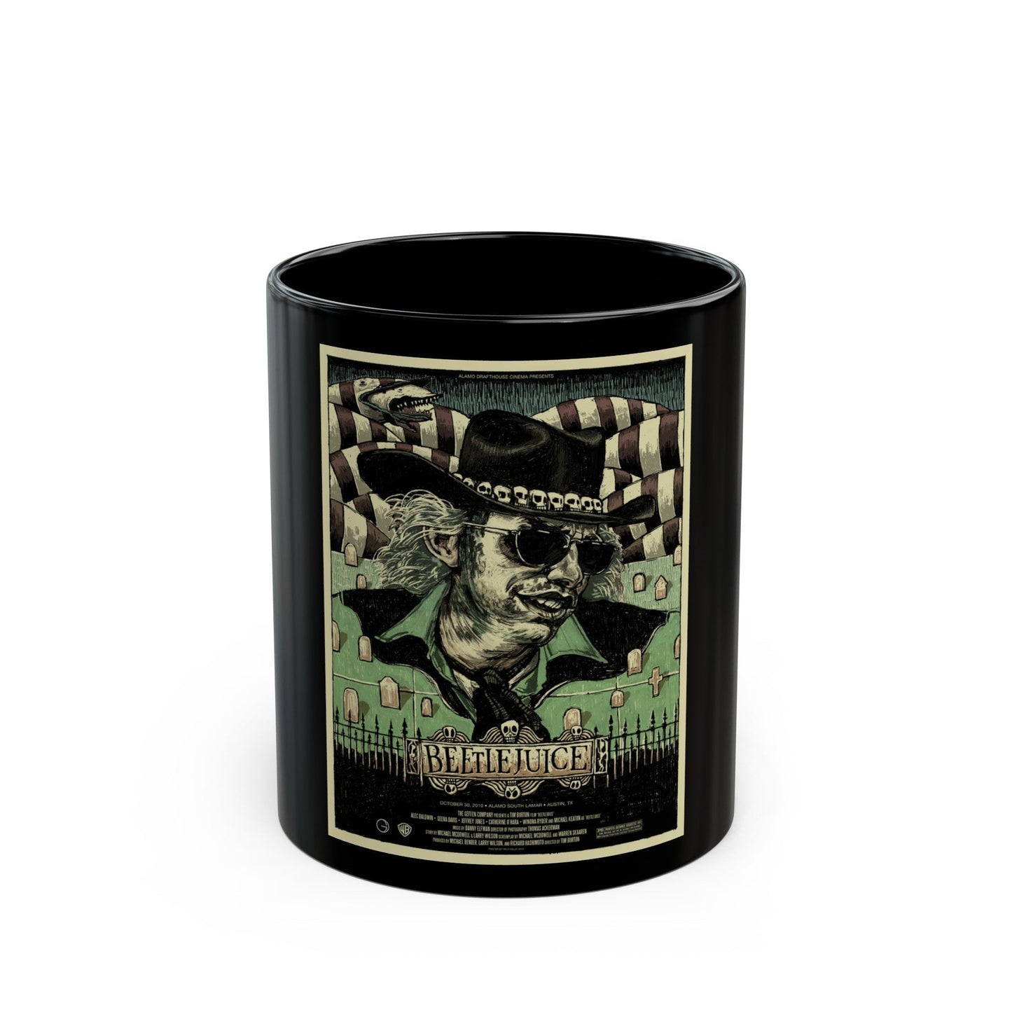 BEETLEJUICE (ALAMO) 1988 Movie Poster - Black Coffee Mug-11oz-The Sticker Space