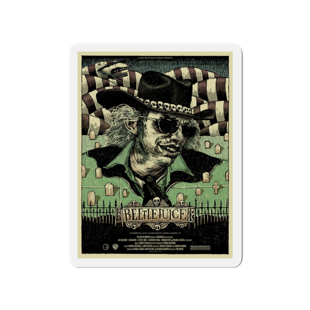 BEETLEJUICE (ALAMO) 1988 Movie Poster - Die-Cut Magnet-4" x 4"-The Sticker Space