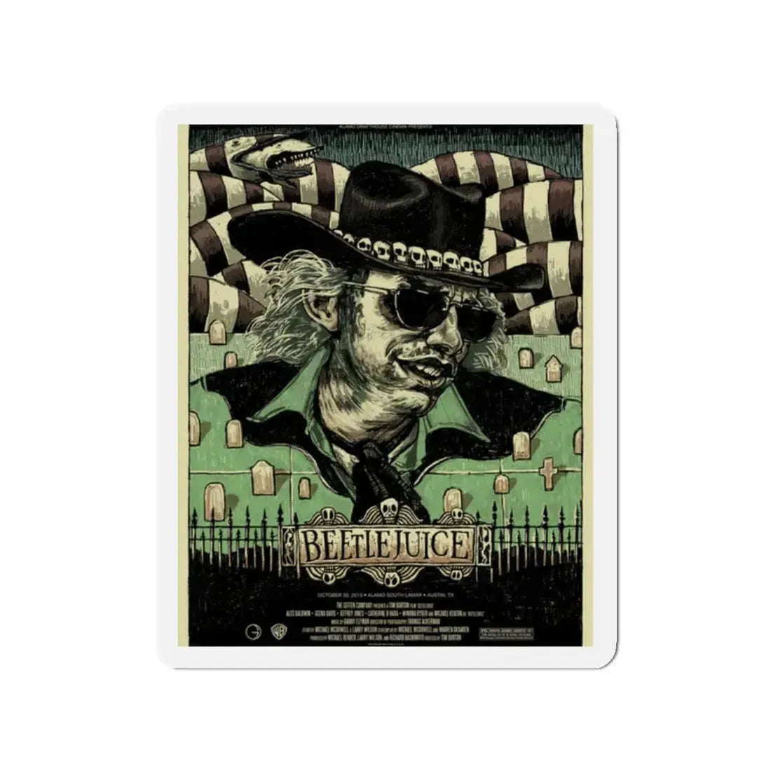 BEETLEJUICE (ALAMO) 1988 Movie Poster - Refrigerator Magnet 2 Inch - The Sticker Space