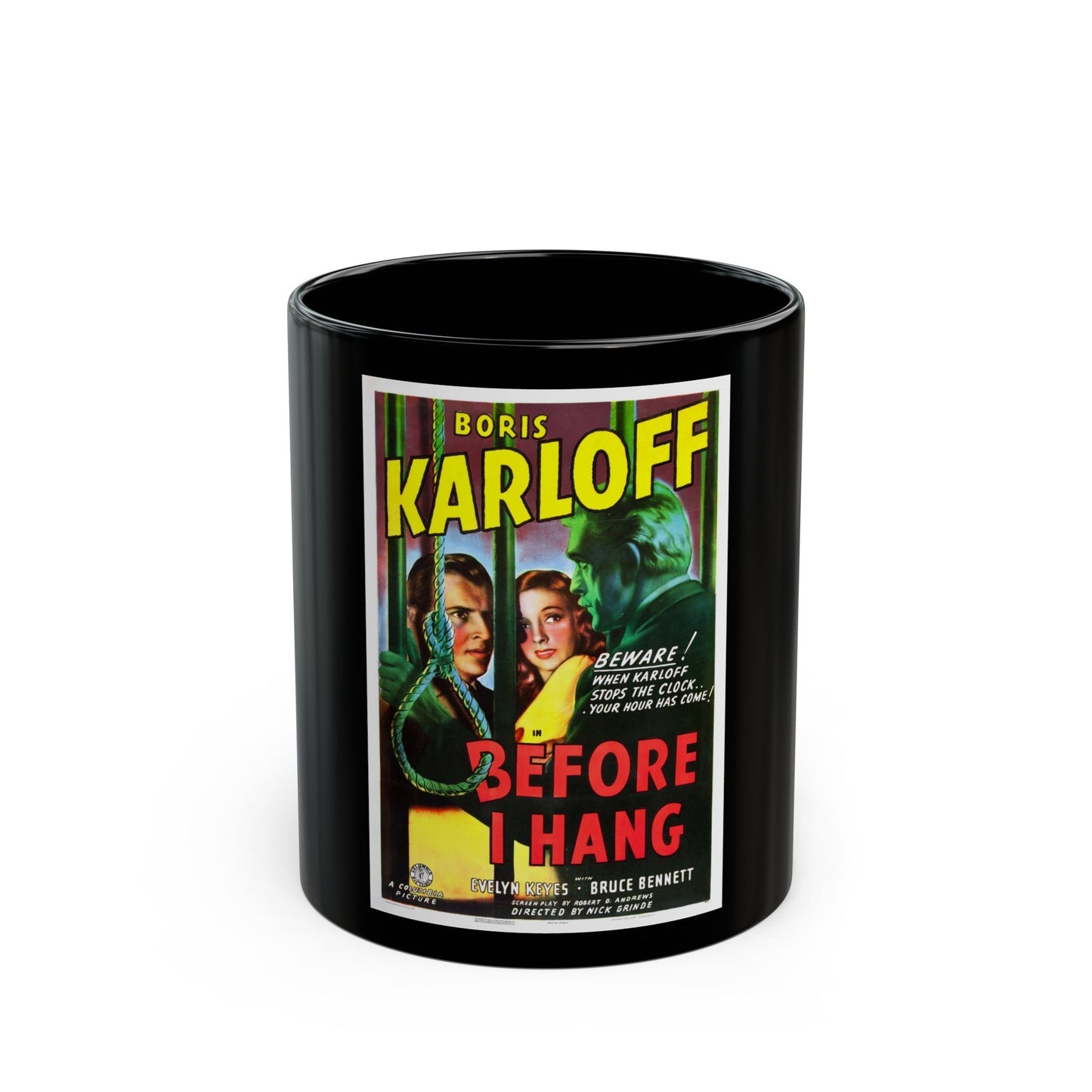 BEFORE I HANG 1940 Movie Poster - Black Coffee Mug-11oz-The Sticker Space