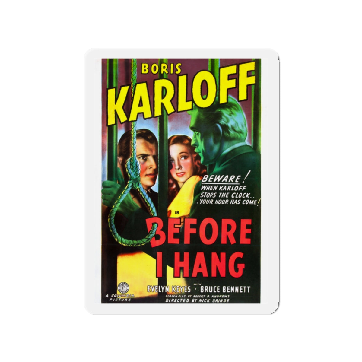 BEFORE I HANG 1940 Movie Poster - Die-Cut Magnet-2" x 2"-The Sticker Space