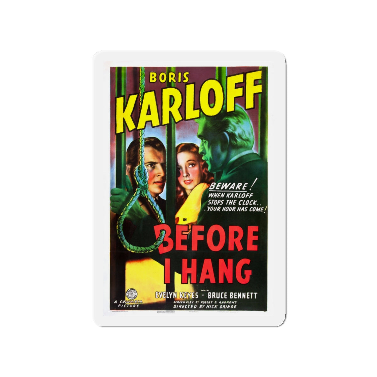 BEFORE I HANG 1940 Movie Poster - Die-Cut Magnet-3" x 3"-The Sticker Space