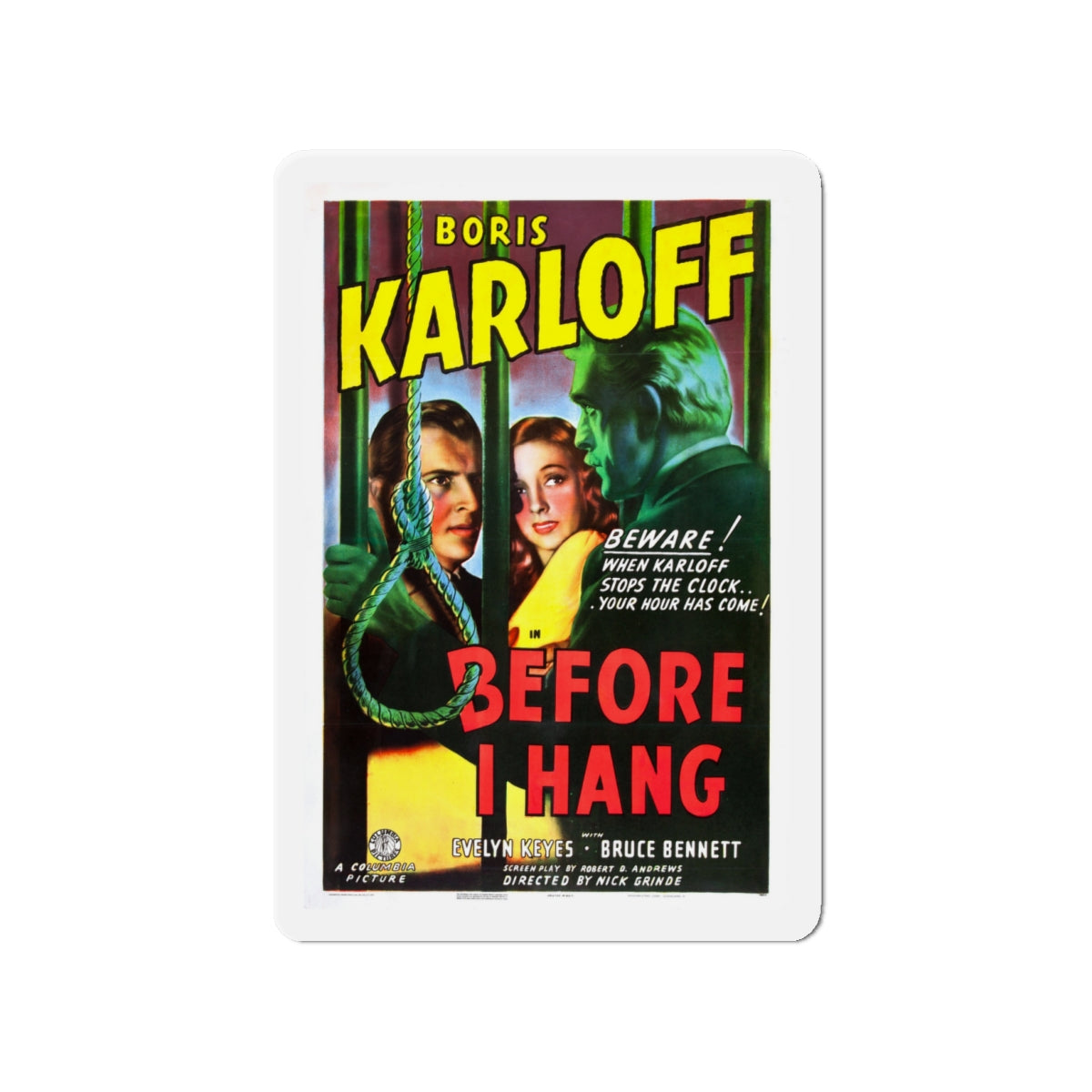 BEFORE I HANG 1940 Movie Poster - Die-Cut Magnet-4" x 4"-The Sticker Space