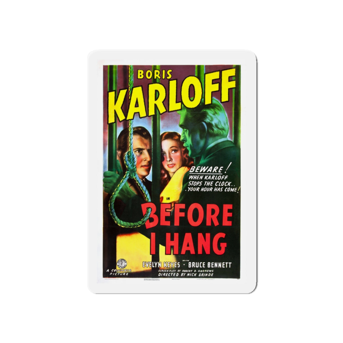 BEFORE I HANG 1940 Movie Poster - Die-Cut Magnet-5" x 5"-The Sticker Space