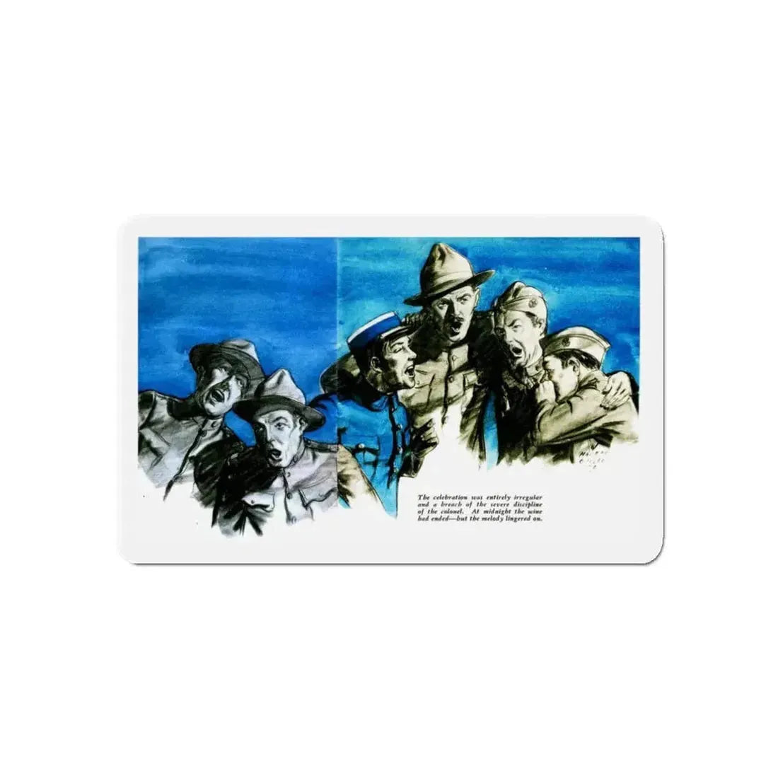 Beginning - No Parachutes (2), Liberty magazine, February 25, 1933 (Magazine Illustration) Refrigerator Magnet 3 Inch Die-Cut - The Sticker Space