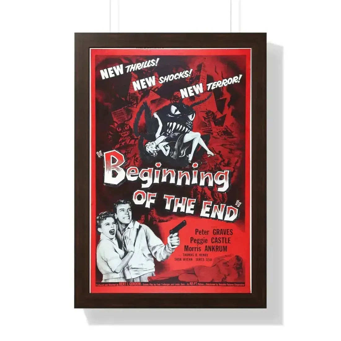 BEGINNING OF THE END 1957 - Framed Movie Poster 16″ x 24″ Walnut - The Sticker Space