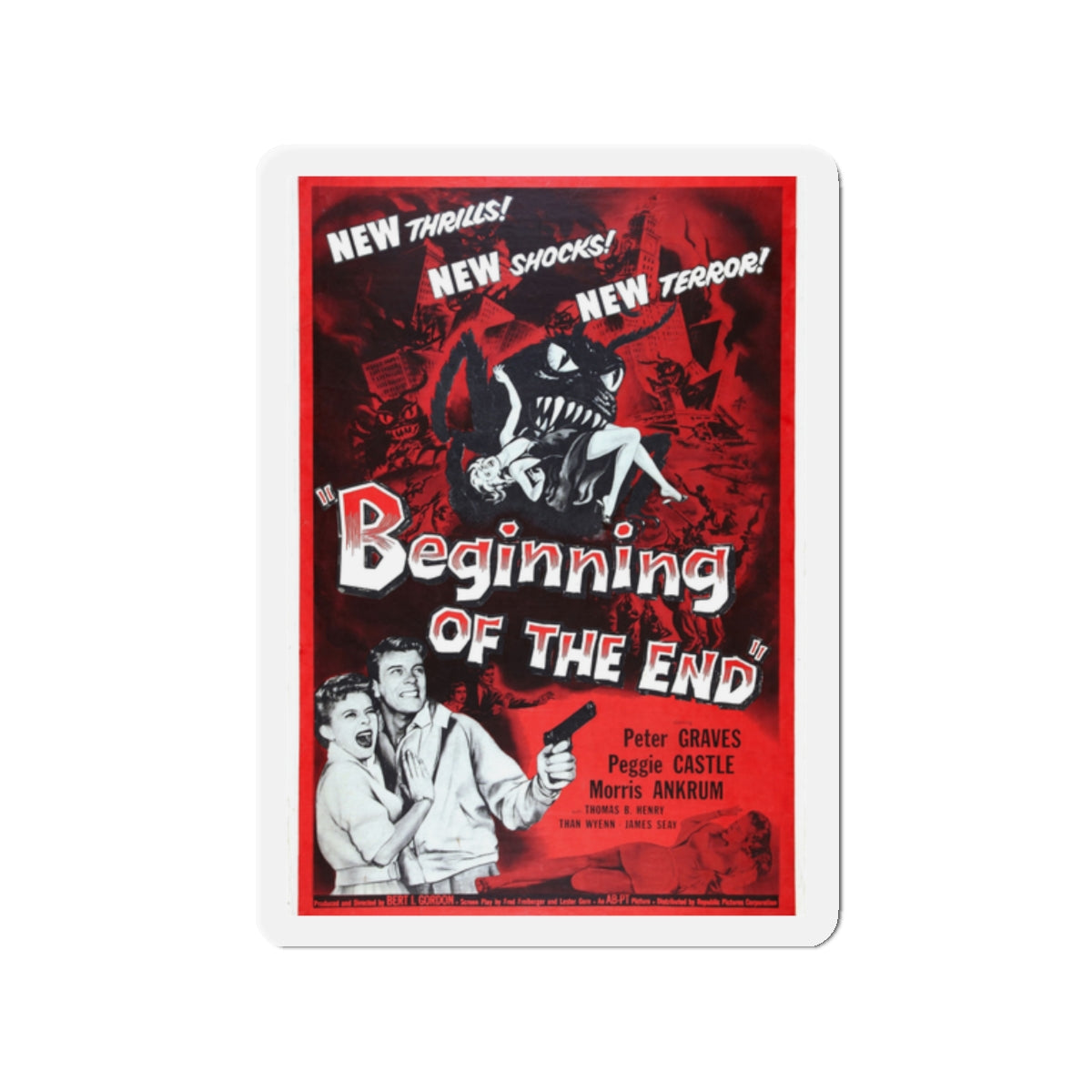 BEGINNING OF THE END 1957 Movie Poster - Die-Cut Magnet-2" x 2"-The Sticker Space