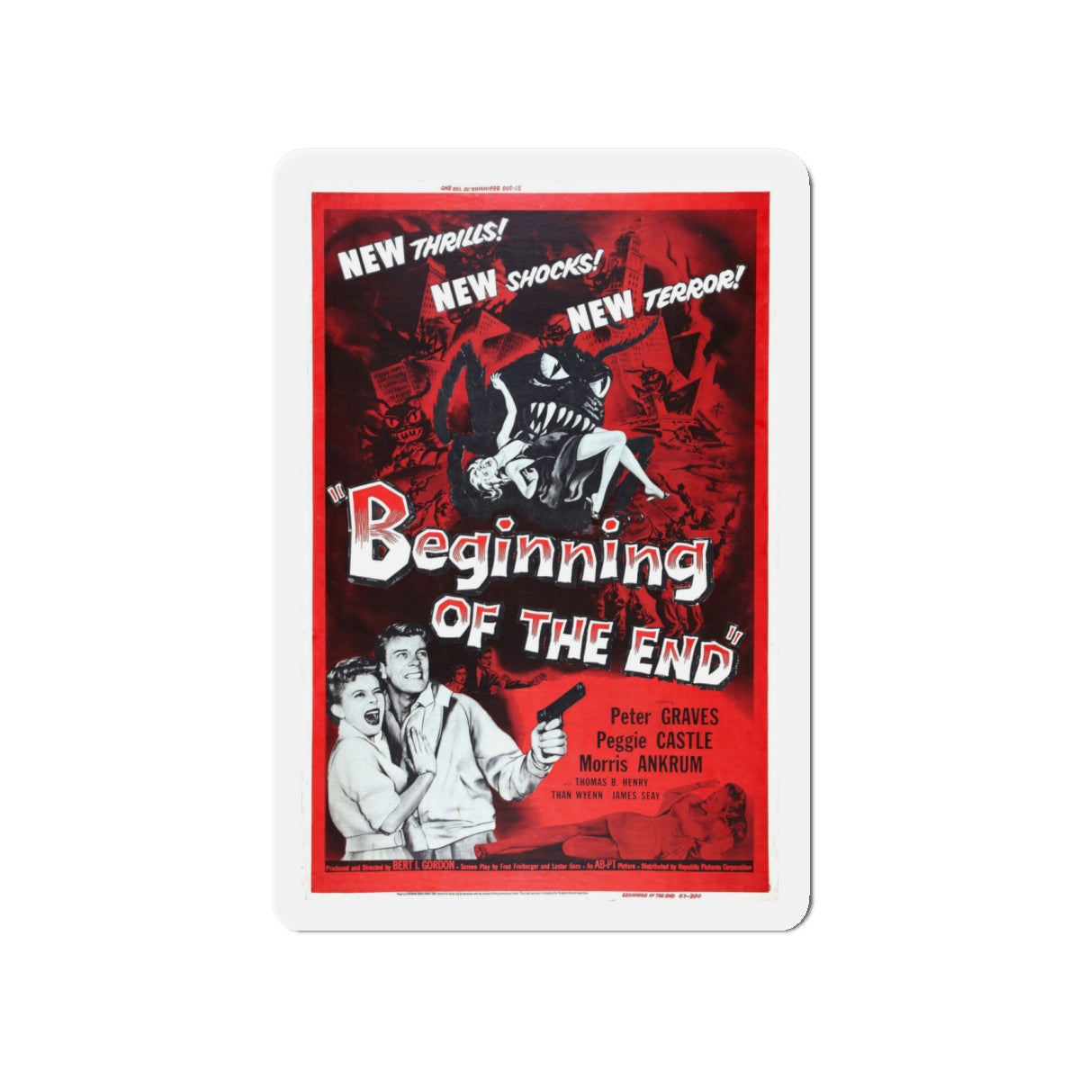 BEGINNING OF THE END 1957 Movie Poster - Die-Cut Magnet-4" x 4"-The Sticker Space