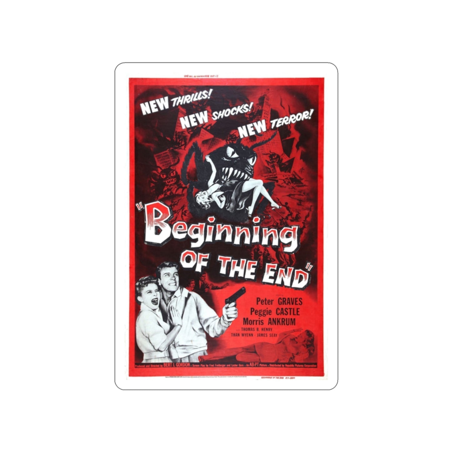 BEGINNING OF THE END 1957 Movie Poster STICKER Vinyl Die-Cut Decal-2 Inch-The Sticker Space