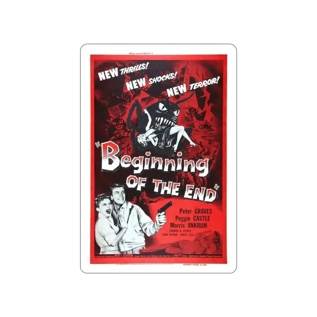 BEGINNING OF THE END 1957 Movie Poster STICKER Vinyl Die-Cut Decal 4 Inch - The Sticker Space