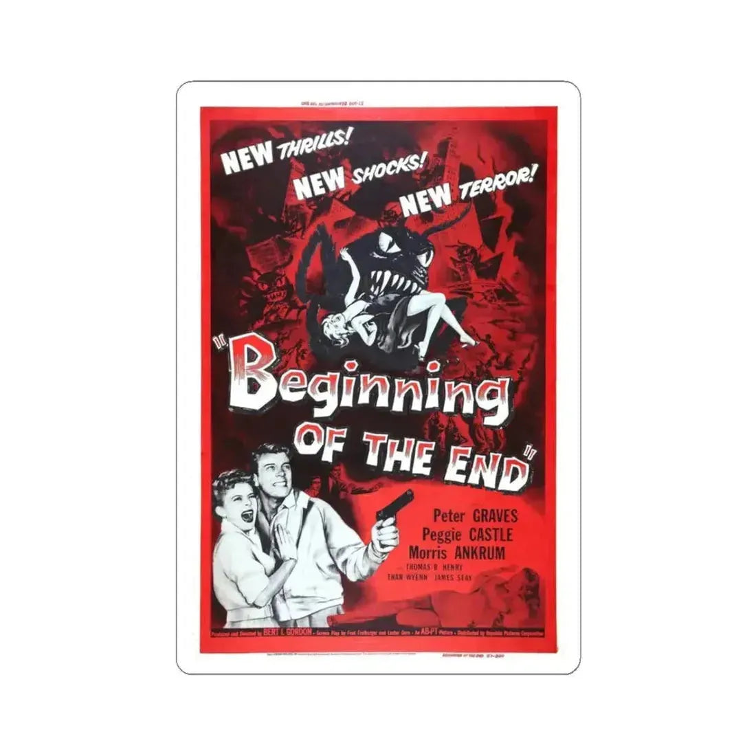 BEGINNING OF THE END 1957 Movie Poster - STICKER Vinyl Kiss-Cut Decal 3 Inch White - The Sticker Space