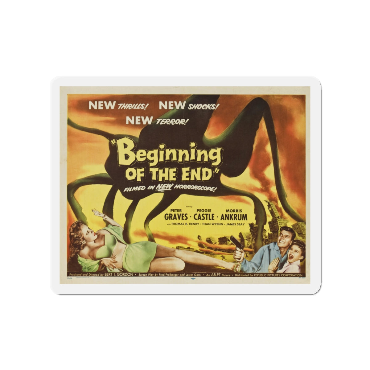 BEGINNING OF THE END (2) 1957 Movie Poster - Die-Cut Magnet-3" x 3"-The Sticker Space