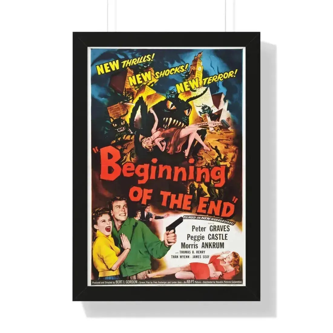 BEGINNING OF THE END (3) 1957 - Framed Movie Poster 16″ x 24″ Black - The Sticker Space