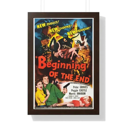 BEGINNING OF THE END (3) 1957 - Framed Movie Poster 16″ x 24″ Walnut - The Sticker Space