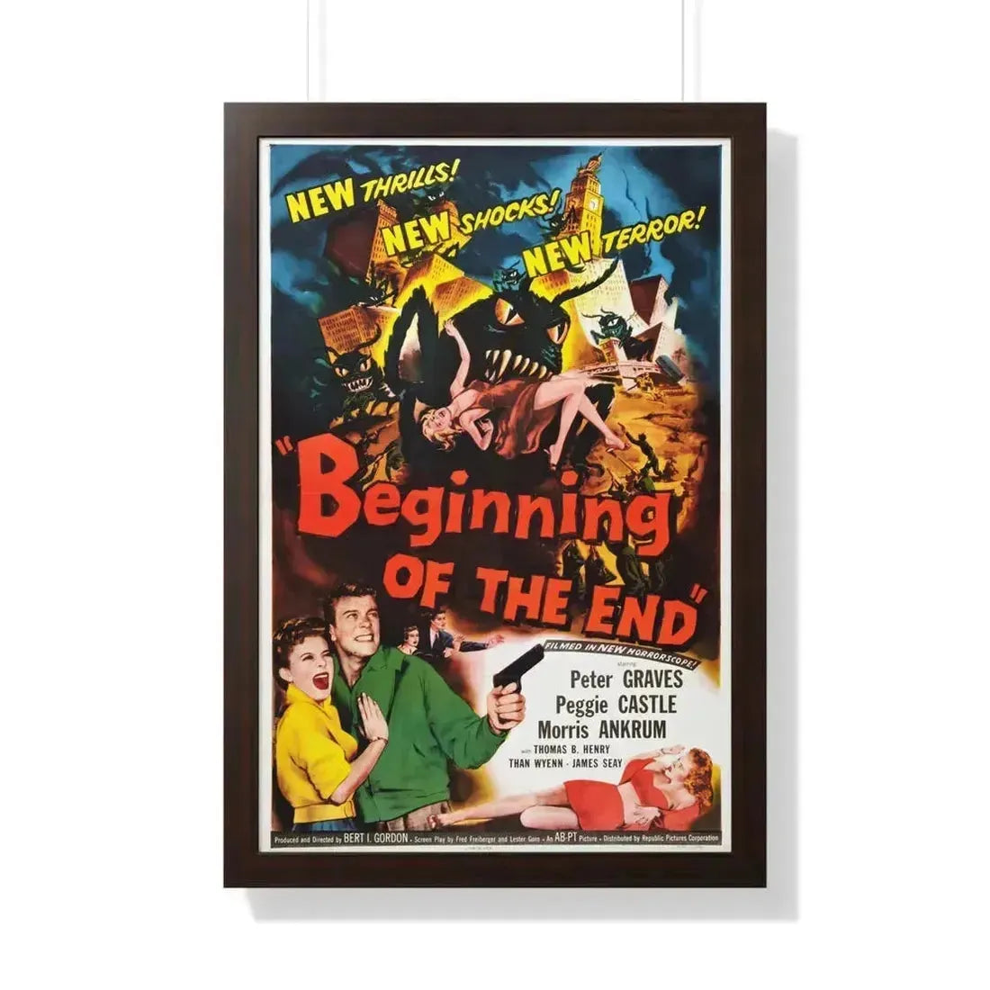 BEGINNING OF THE END (3) 1957 - Framed Movie Poster 20" x 30" Walnut - The Sticker Space