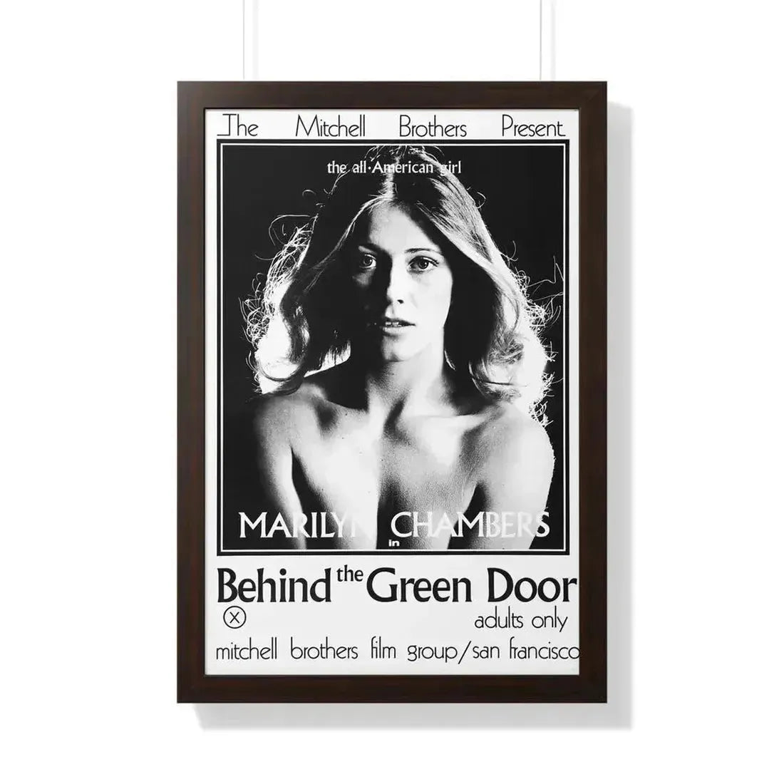 BEHIND THE GREEN DOOR 1972 - Framed Movie Poster 20" x 30" Walnut - The Sticker Space