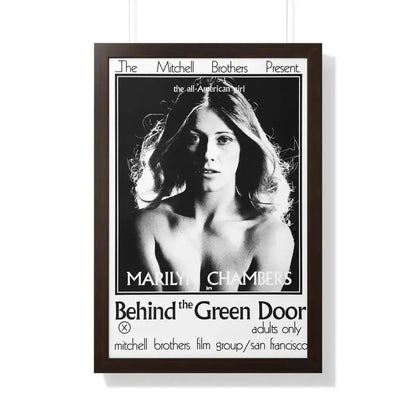 BEHIND THE GREEN DOOR 1972 - Framed Movie Poster 20" x 30" Walnut - The Sticker Space