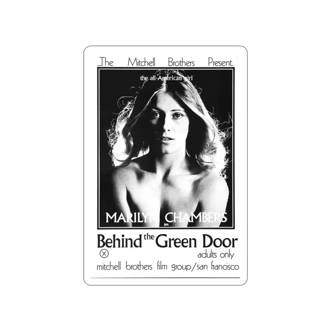 BEHIND THE GREEN DOOR 1972 Movie Poster STICKER Vinyl Die-Cut Decal 3 Inch - The Sticker Space