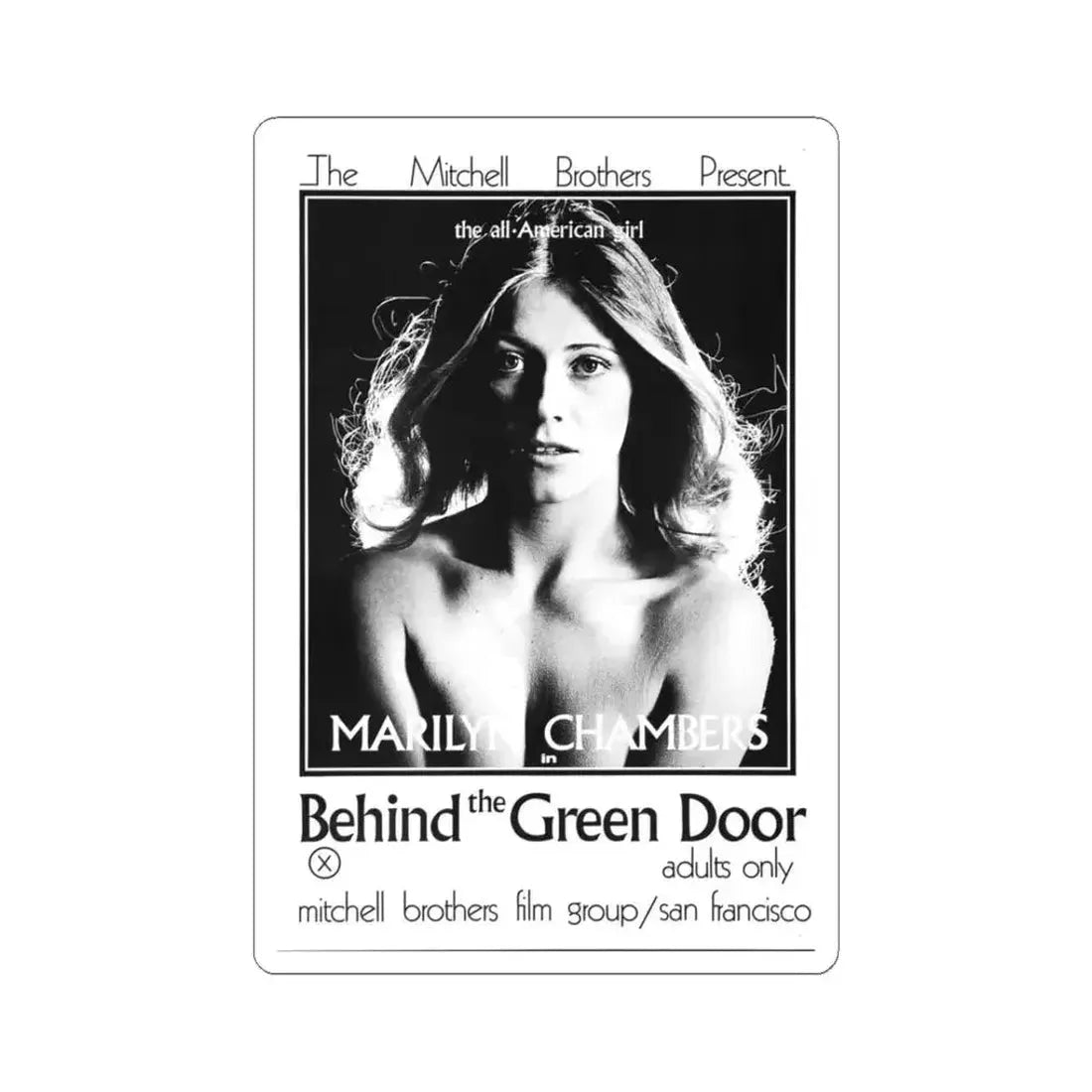 BEHIND THE GREEN DOOR 1972 Movie Poster - STICKER Vinyl Kiss-Cut Decal 3 Inch White - The Sticker Space