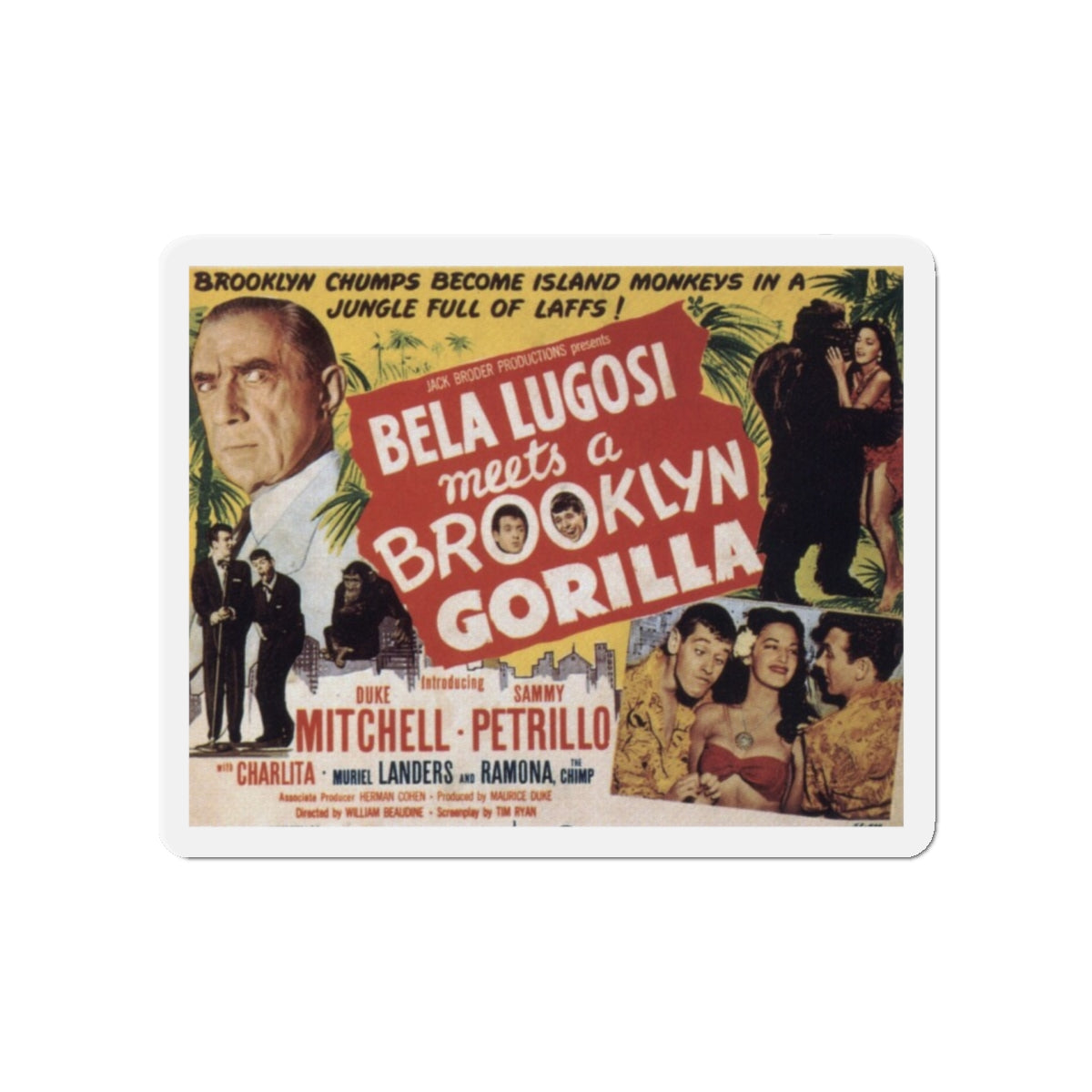 BELA LUGOSI MEETS A BROOKLYN GORILLA 1952 Movie Poster - Die-Cut Magnet-5" x 5"-The Sticker Space