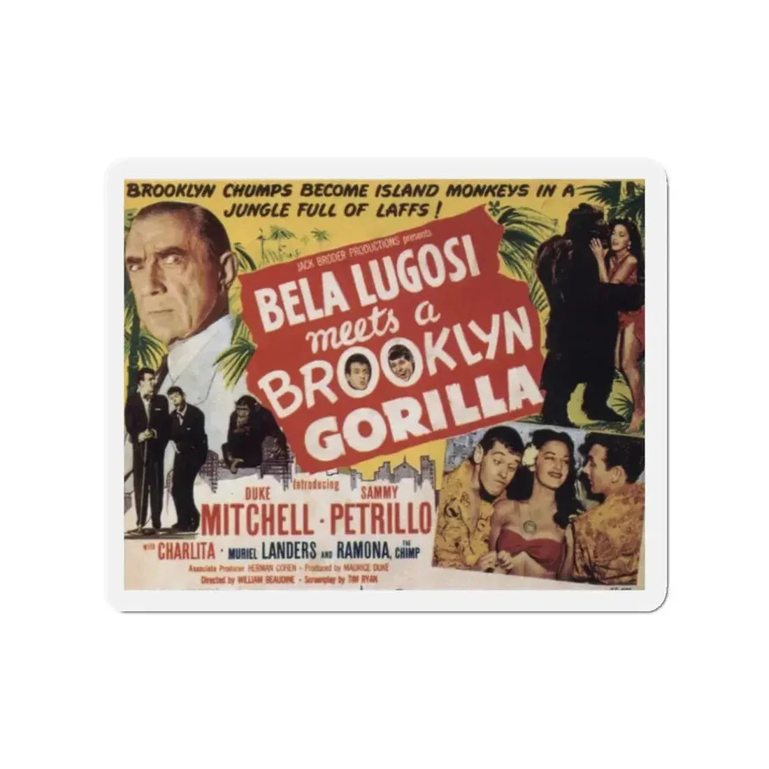 BELA LUGOSI MEETS A BROOKLYN GORILLA 1952 Movie Poster - Refrigerator Magnet 3 Inch - The Sticker Space