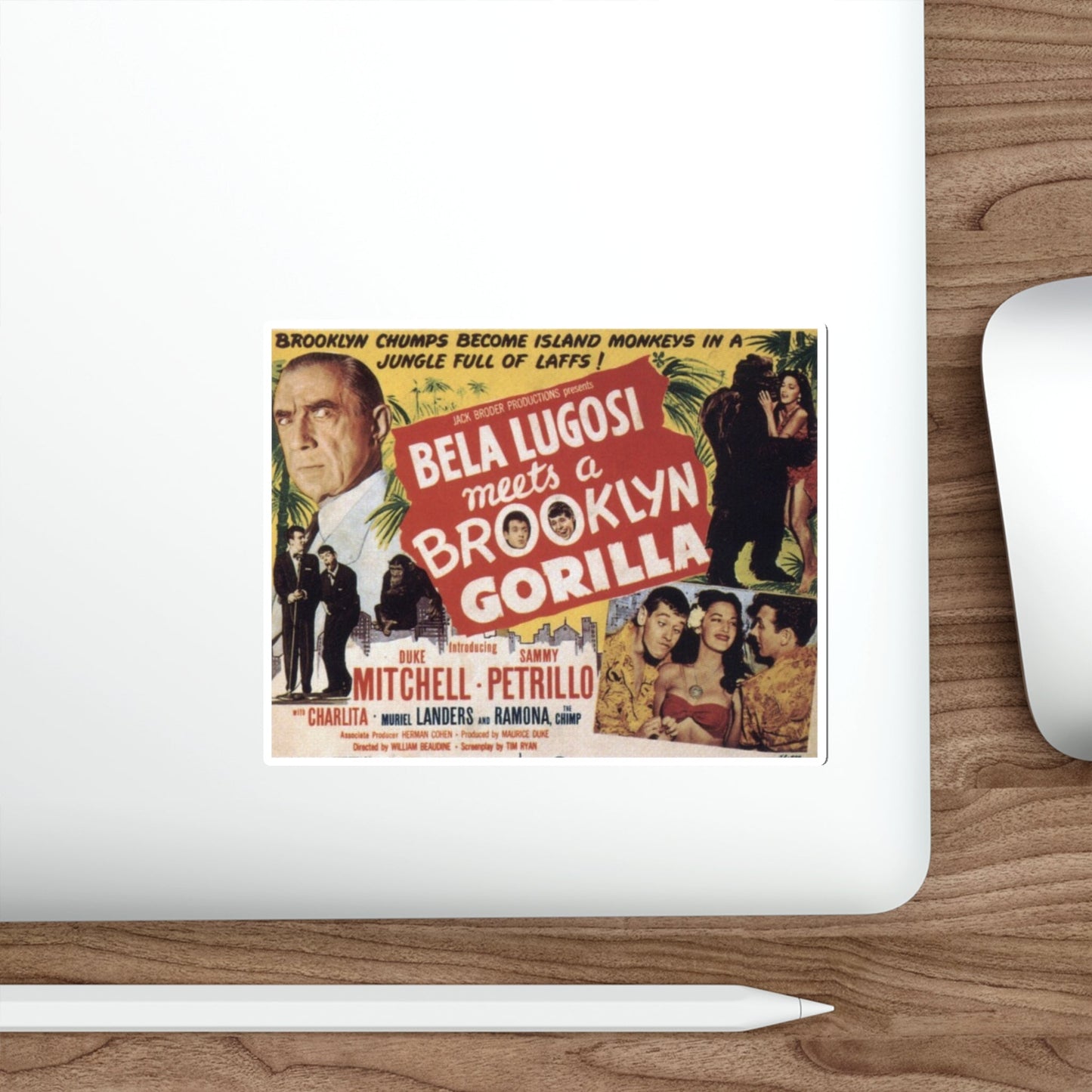 BELA LUGOSI MEETS A BROOKLYN GORILLA 1952 Movie Poster STICKER Vinyl Die-Cut Decal-The Sticker Space