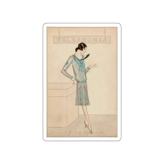 Bell Telephone Company advertising illustration (Attributed) (Magazine Illustration) STICKER Vinyl Die-Cut Decal White Die-Cut 2 Inch - The Sticker Space